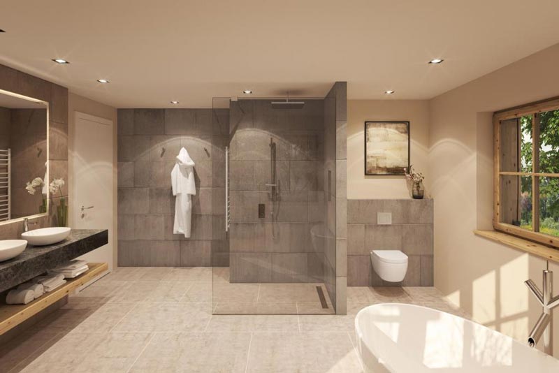 Modern gestaltetes Badezimmer